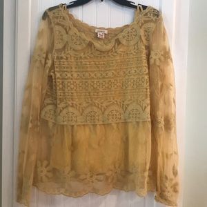 Sundance Catalog yellow/ gold lace top.